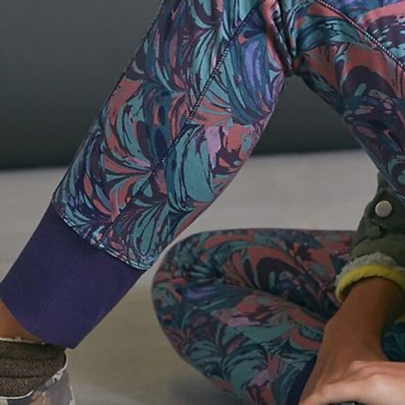 NEW Anthropologie Samia Printed Zip Up Jogger Pant Medium - Picture 2 of 8